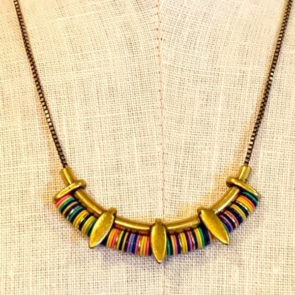 Stella dot colorful enamel tribal small statement box chain necklace - Picture 2 of 10